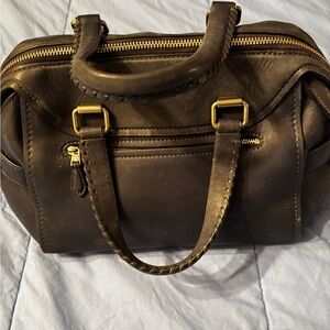 Coach Dark Brown Leather Tote Bag, without shoulder strap